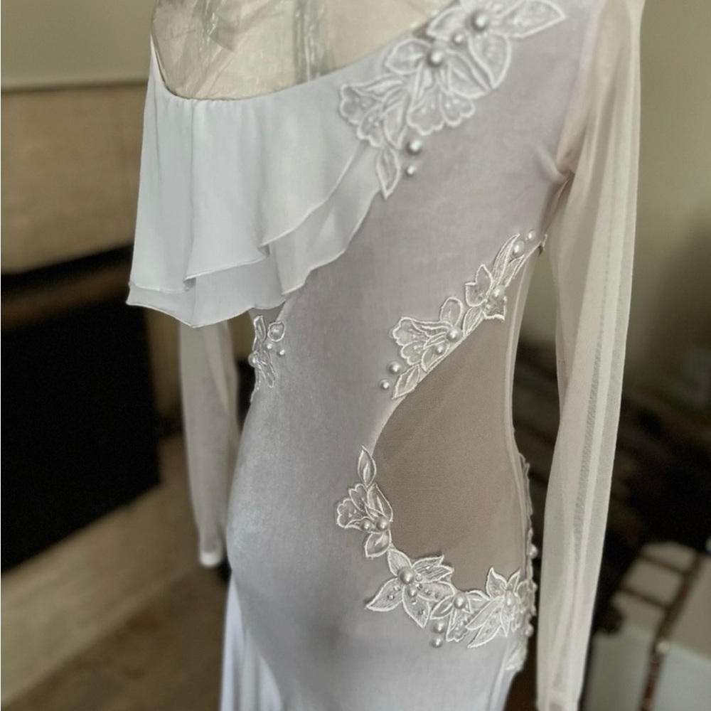 Smooth Ballroom Competition Practice Dance Dress White Size S/M - Picture 8 of 14